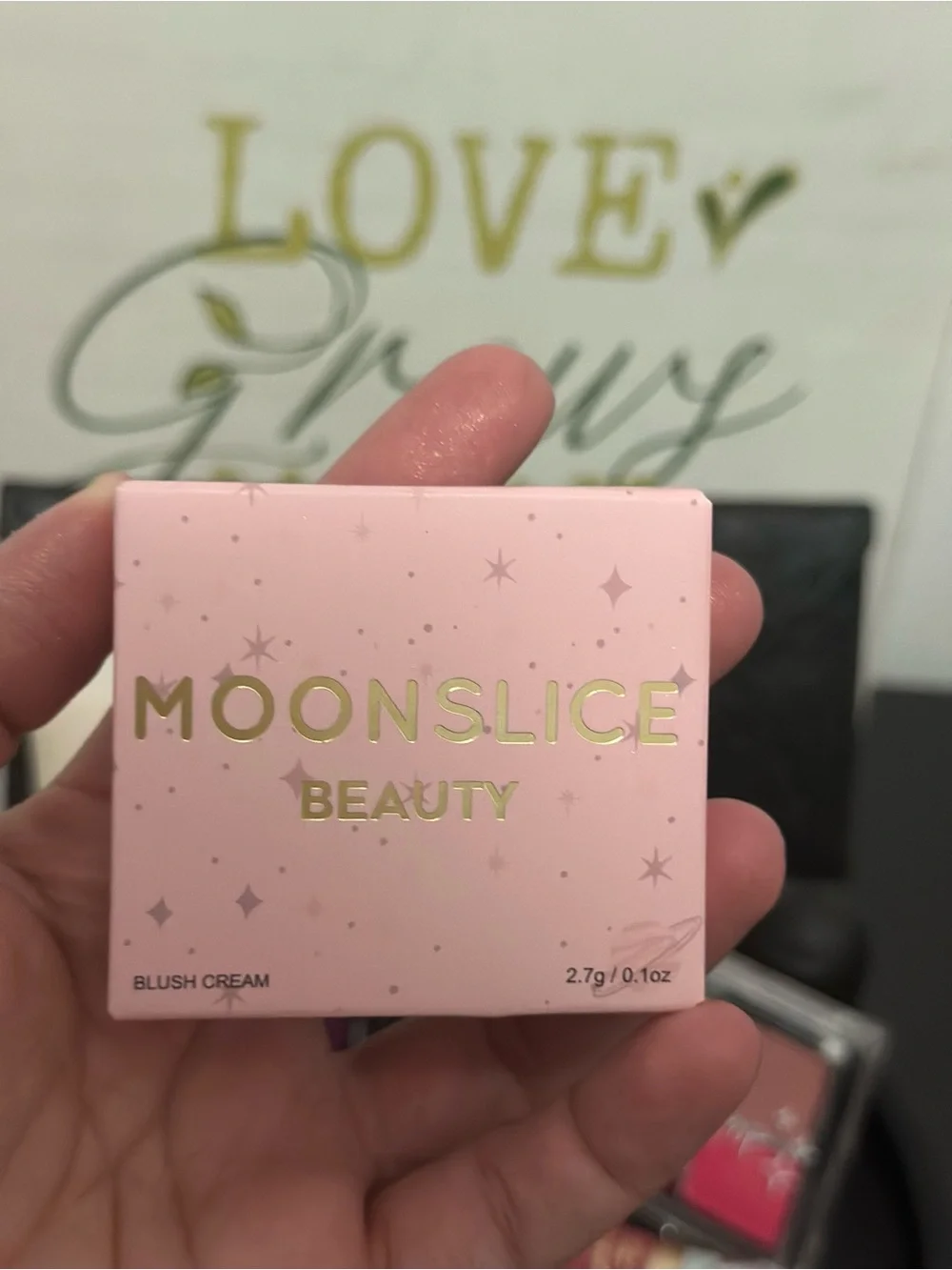 Makeup essentials (7 pieces) with pouch.